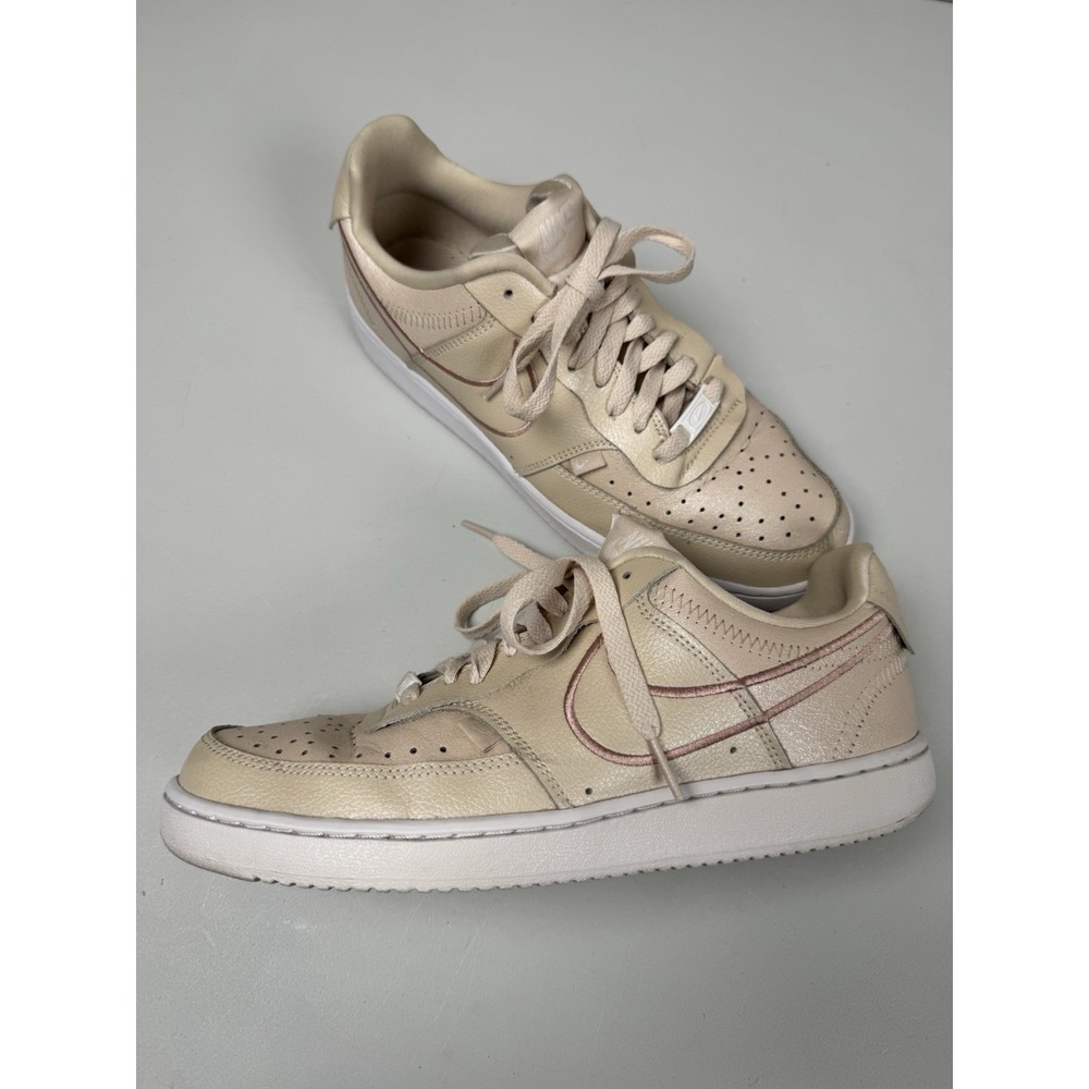 Nike Court Vision Low Premium‎ Sneakers Womens 10 Beige Pearl White DM0838-200